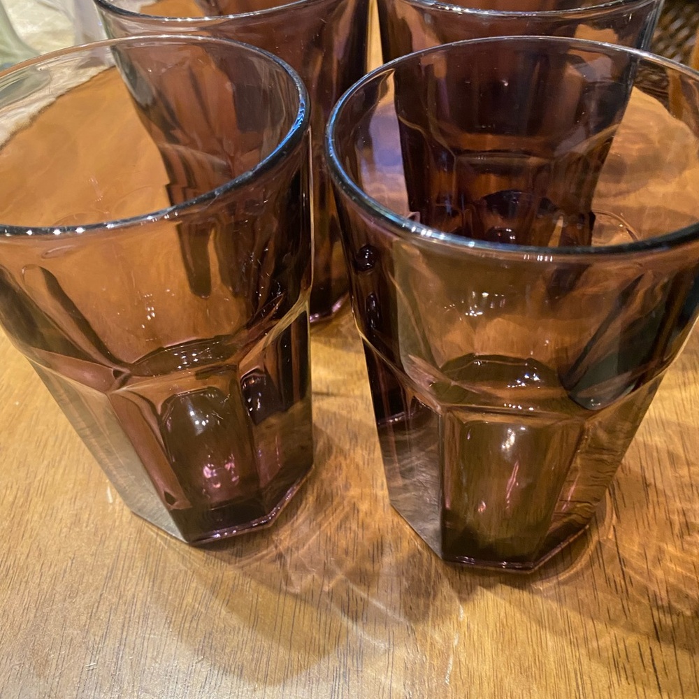 Vintage Libbey Gibralter Duratuff paneled tumbler set of 6. 8 sided panel. 5” T